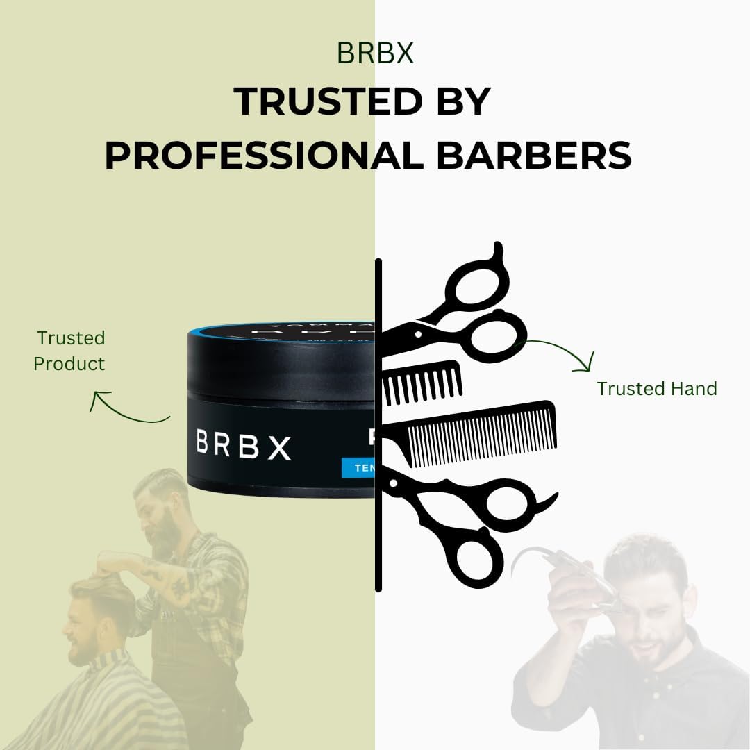 BRBX Men's Flexible Pomade - Lightweight Styling Cream, Natural &amp; Non-Greasy Finish, Flexible Control (80 g / 2.8 oz)