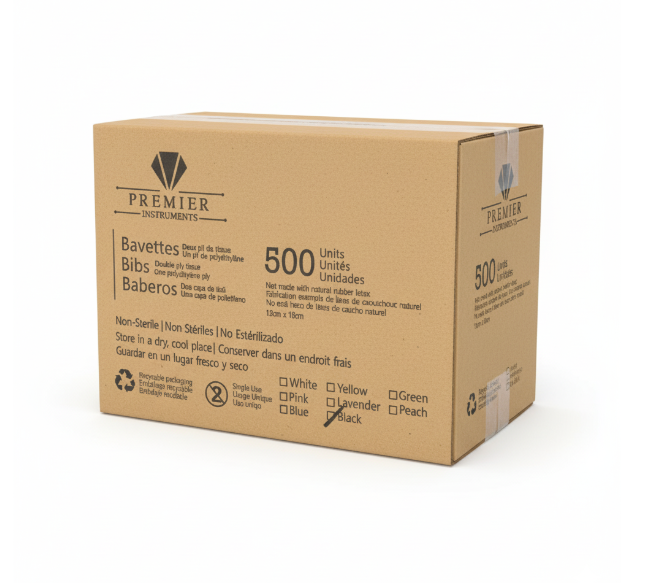 Bavettes Dentaires Noires (Boite de 500)