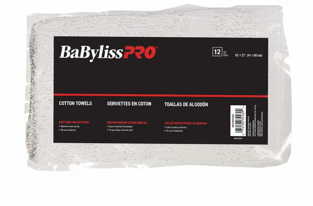 BaBylissPRO - Serviette en Coton 100% - Blanches - Paquet de 12